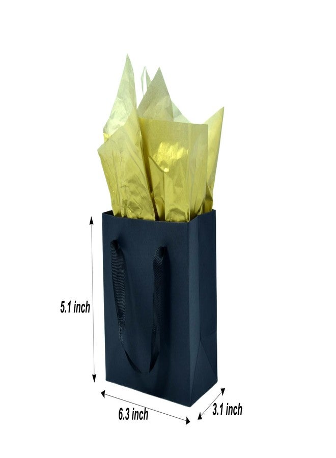 JUNESHE 4 Pack Small Black Gift Bags with Tissue Paper,6.3 inch Mini Tiny Little Paper Bag for Birthday Party Favors Baby Bridal Shower Shopping Presents Wedding - Image 2